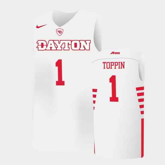 Men Dayton Flyers Obi Toppin College Basketball White Jersey 0A